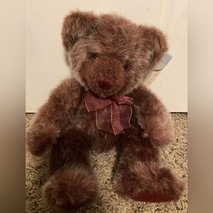 Russ Boysenberry Teddy Bear Purple Fur Soft Stuffed Animal Bow Tie